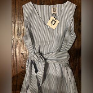 Anne Klein Blue and White Sleeveless Wrap Sundress